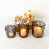 Wholesale Customized Colors Luxury Electroplated Gray Empty Glass Candle Jars for Candle Making with Lid