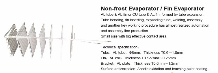 Evaporador de tubo de alambre de aluminio blanco comercial para refrigerador