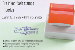 Dual foam pre inked flash stamps F-Series with various of handle colors