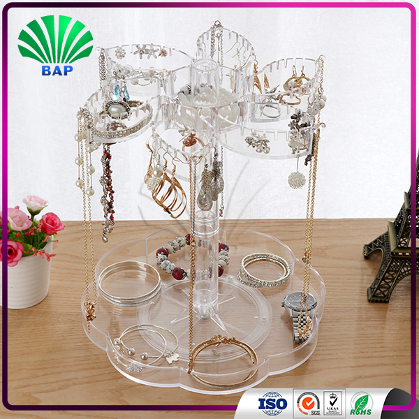 Rotating Acrylic Jewelry Display Stand Shop Mall Plexiglass Round