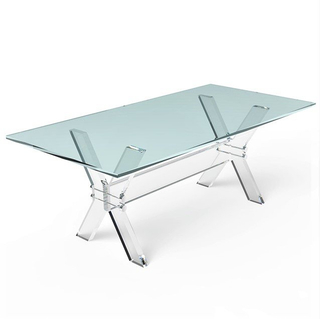 X Leg Crystal Plexiglass Dining Room Table Acrylic Dining Table With Glass Top