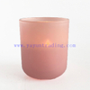 Delicate Frosted Pink Round Empty Glass Candle Votive Jar with Lid for Decoration