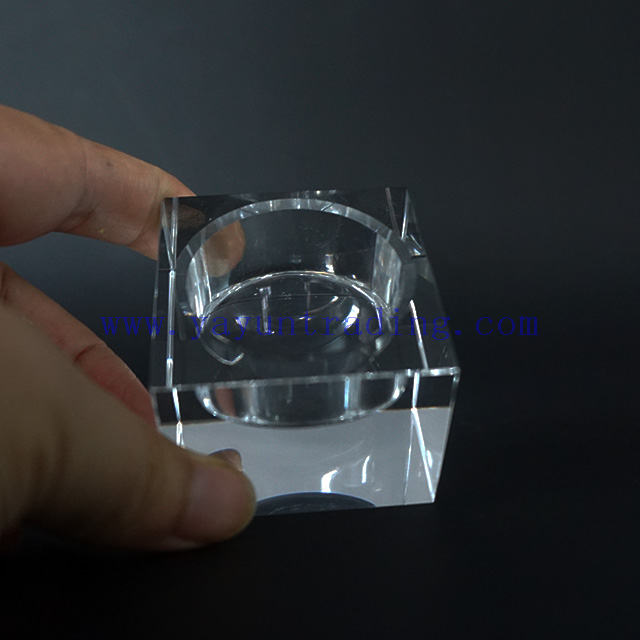 set of 7 Romantic Crystal Glass Cube Candle Holder Glass Stand Tealight Decor