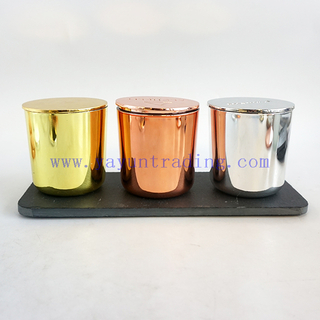 Luxury Mercury Gold Rose Gold Silver 8oz Metallic Colors Glass Candle Jars with Metal Lids