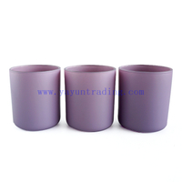 wholesale purple pink matte finish cylinder candle jars glass candle tumbler 12oz for Christmas home decor