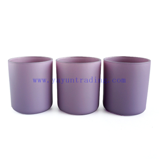 wholesale purple pink matte finish cylinder candle jars glass candle tumbler 12oz for Christmas home decor