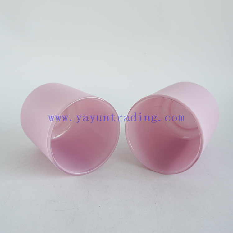 wholesale purple pink matte finish cylinder candle jars glass candle tumbler 12oz for Christmas home decor