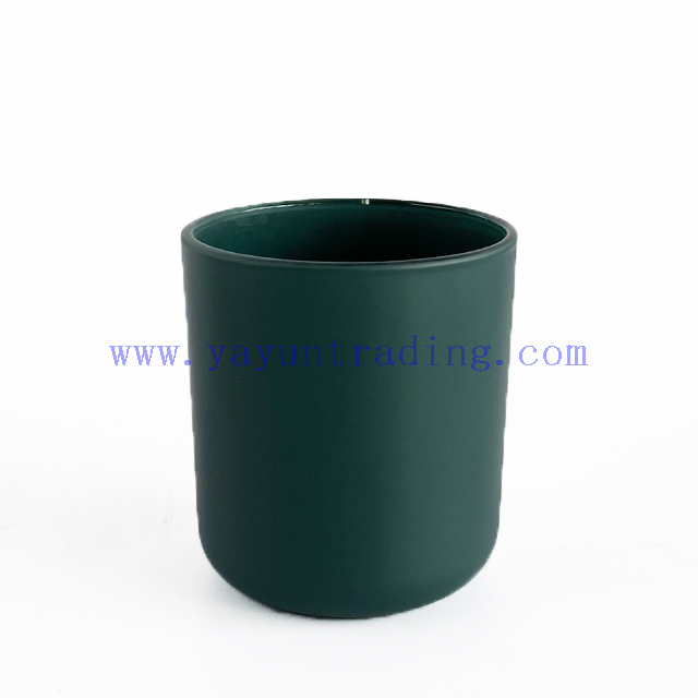 Customized luxury 8oz empty matte green glass candle jar with lid