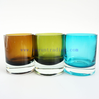 Handmade Heavy Design New Candel Jars Glass 10oz 11oz Glass Candlesticks Blue Green Amber Colors