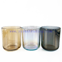Machine Made 8oz Candle Jar Clear Classical Glass Candle Holder With Lids