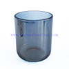 Custom Empty Glossy Gray Glass Candle Holder for Decor With Ceramic Lid