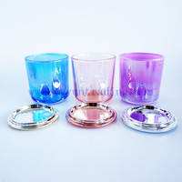 Luxury decorative custom colors ion plating glass candle holders jar 8oz with luxury ceramic lids