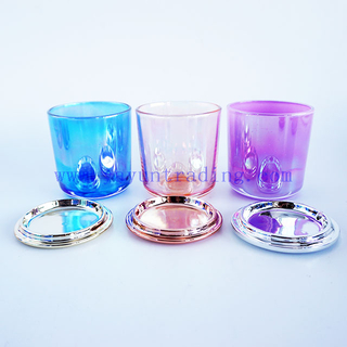 Luxury decorative custom colors ion plating glass candle holders jar 8oz with luxury ceramic lids
