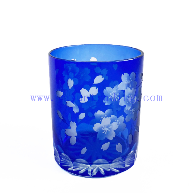 Hot Sale Blue Cylinder Shaped Shot Glass Cup Cocktail Juice Glass Cup