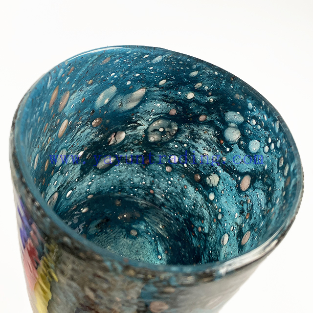 Big Capacity Empty Hand Blown Glass Candle Holder for Home Decor 