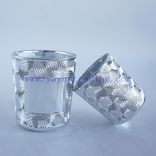 190ml/380ml Electroplated Round Empty Silver Glass Candle Container