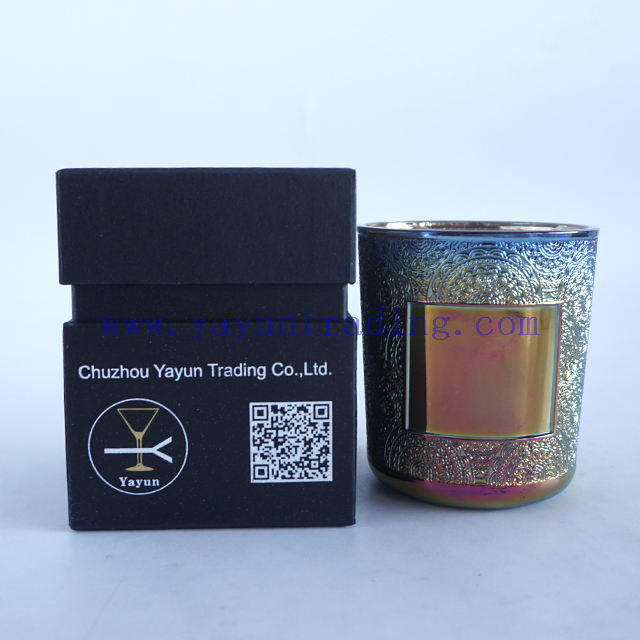 190ml 380ml Cylinder Round Electroplated Gredient Glass Candle Container