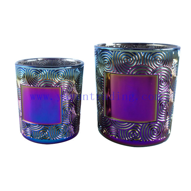 Special Design Electroplated Gredient Glass Candle Cup for Decoration