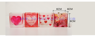 4oz 120ml Personalized Hearts Matte Square Valnetine's Day Glass Candle Tumbler 