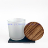 Classical Color Sprayed Matte White Glass Candle Vessel With Wooden Lids
