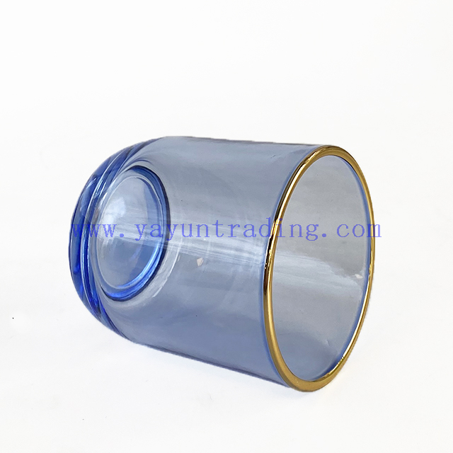 fashionable gold rim glass candle vessel for home decor