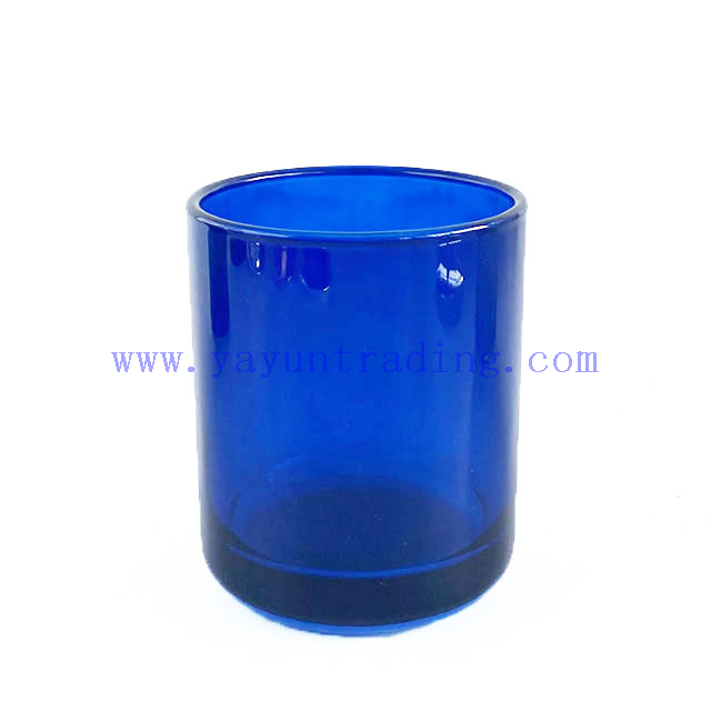 Fancy Design Unique Custom Decorative Blue Luxury Glass Candle Jar with Lid