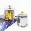 Custom Christmas Glass Candle Jar With Bell Cloche Dome Glass Candle Holders with Lid Electroplated Vessels