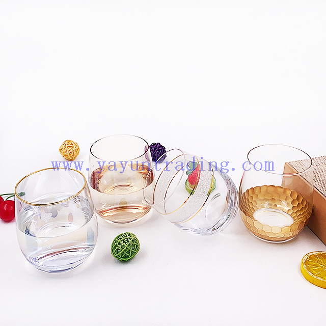 Clear Whisky Glass Stemless Wine Glasses Egg Shaped Glass Tumblers for Party Wholesale