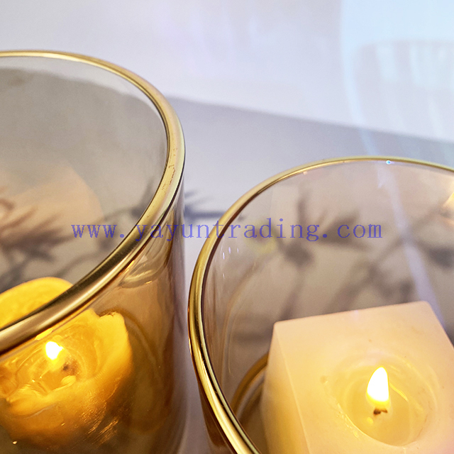 Wholesale Romantic Amber Tumbler Candle Jars Glass for Candle Making Glass Candle Holder