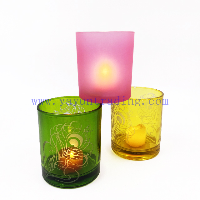 Empty Straight Side Glossy Frosted Custom Glass Candle Jar Holder for Candle Making