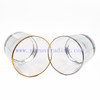 Clear Cylinder Wine Glass Water Tumbler Glass Cup with Gold Rim