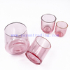 Luxury Shiny Votive Holder Custom Painted Vogue Empty Pink Glass Candle Jars with Gold Rim