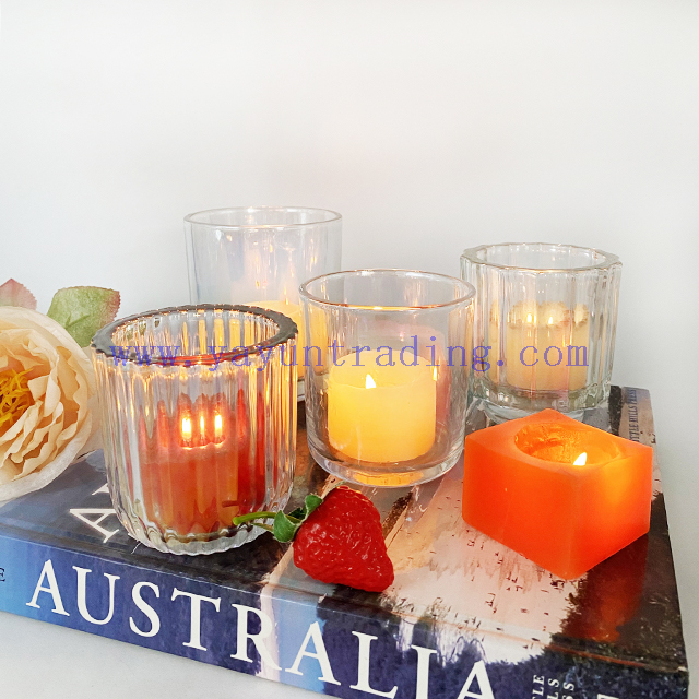 Custom Vintage Christmas Wedding Colorful Recycled Empty Glass Scented Candle Holder Iridescent Jars