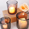 Wholesale Customized Colors Luxury Electroplated Gray Empty Glass Candle Jars for Candle Making with Lid