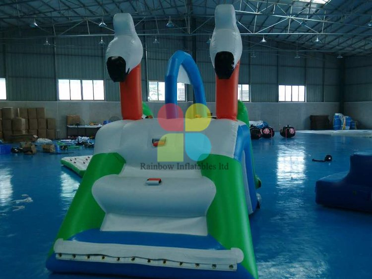 Inflatable Floating island water park games with slide for sale RB32078