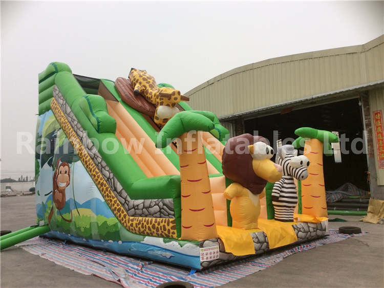 RB6038-1(7x5x5.5m) Inflatable Jungle Theme Customized Commercial Slide With Different Animals For Kids
