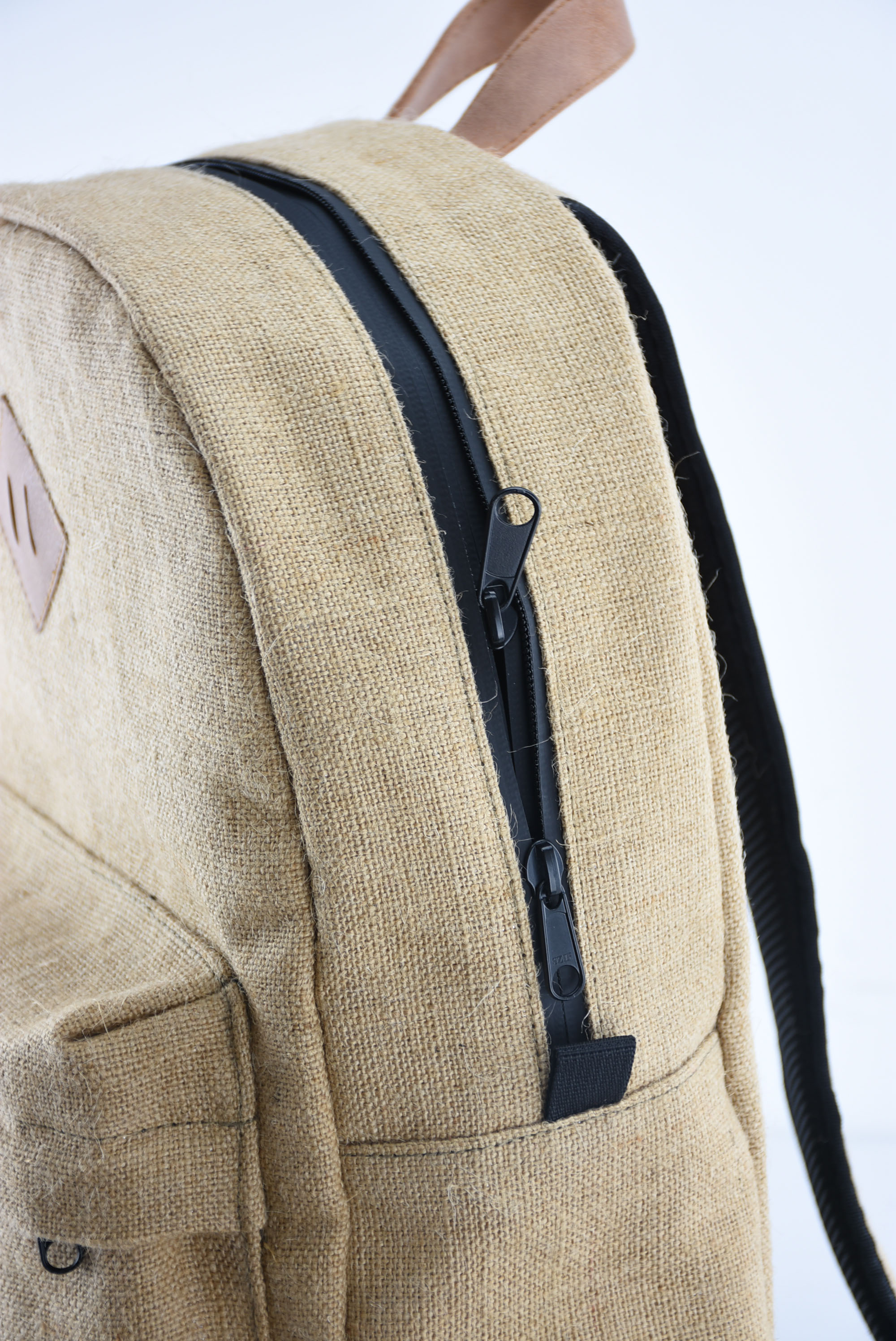 Jute Smell Proof Odor Eliminating Backpack with dual zipper