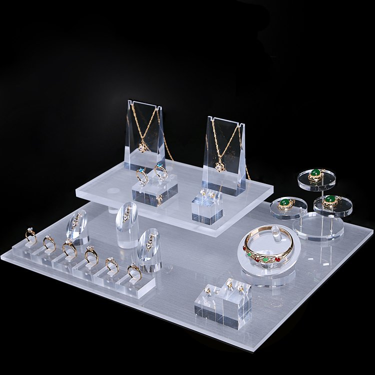 New Arrival Acrylic Jewelry Display Set for Necklace Earrings Ring Counter Display