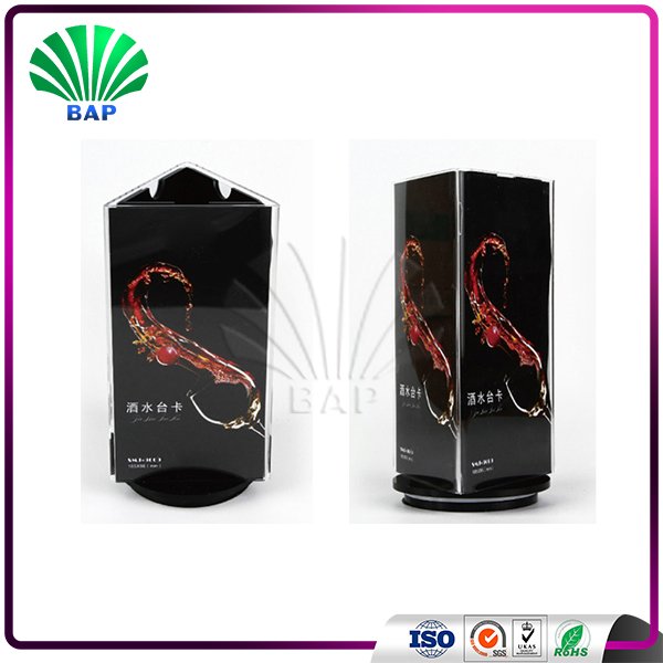Customized Acrylic Triangular Prism Menu Stand / Card Holder Acrylic Display 