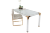 2018 Dining Table Rose Gold Table Frame and Acrylic Legs Glass Top Dining Table