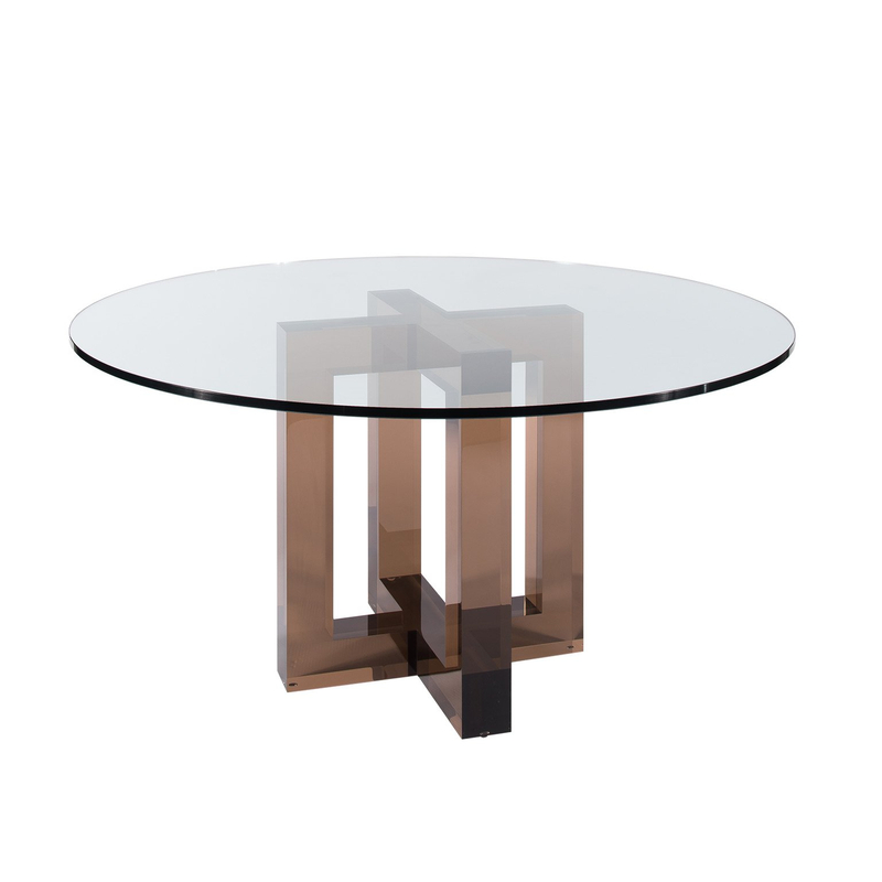 Clear Glass Top Round Acrylic Dining Table