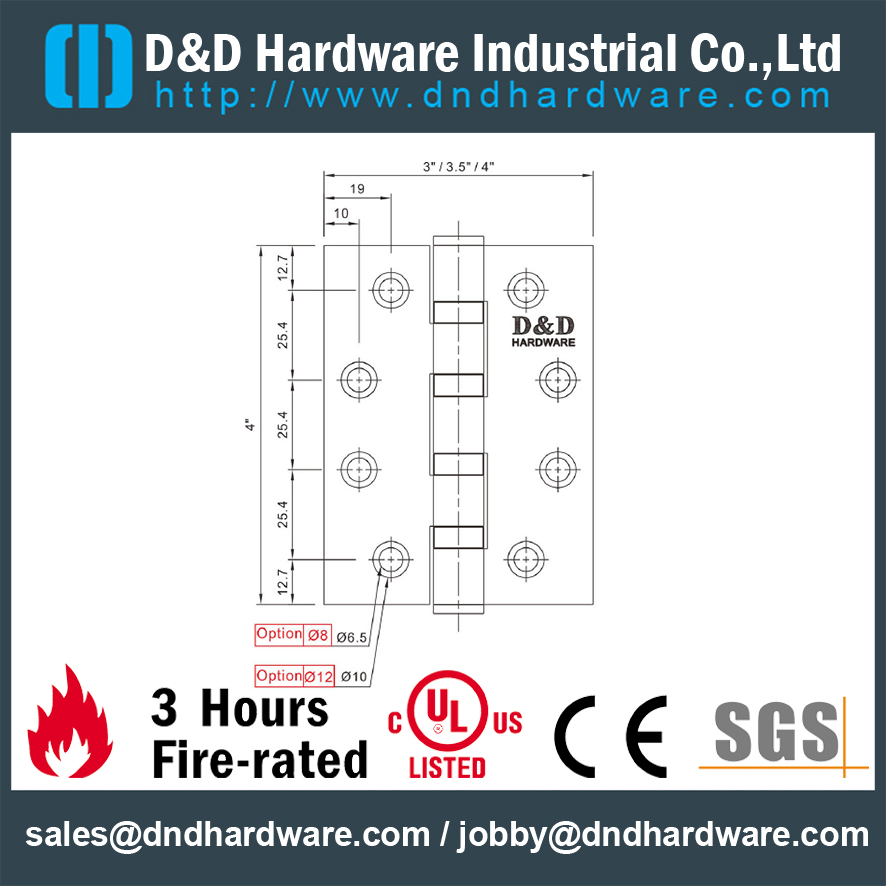 UL 4BB SS304 Fire Rated Door Engsel-DDSS003-FR-4x3.5x3.0mm