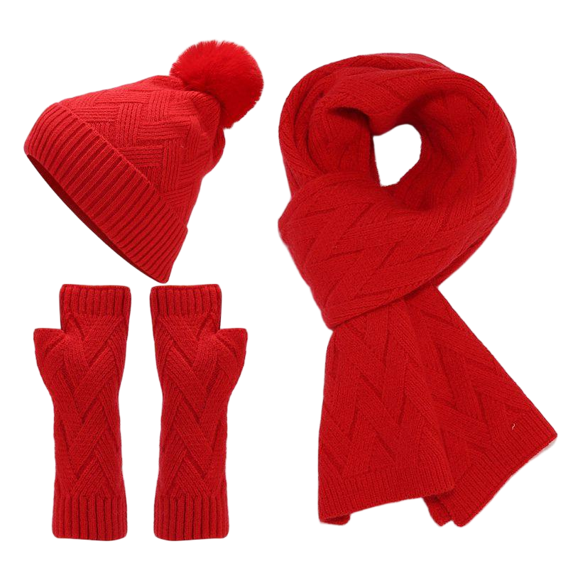 Red Knit Three Piece Set