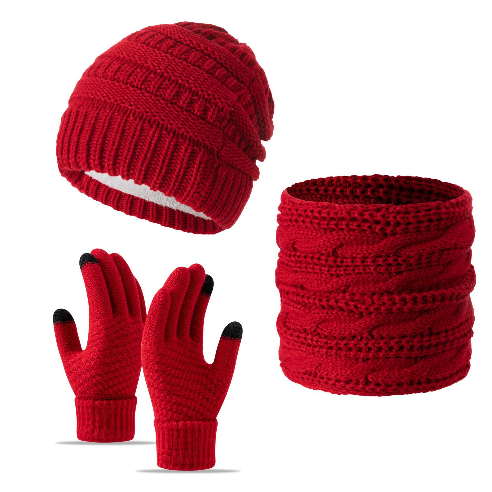 Red Wool Knit Three Piece Set