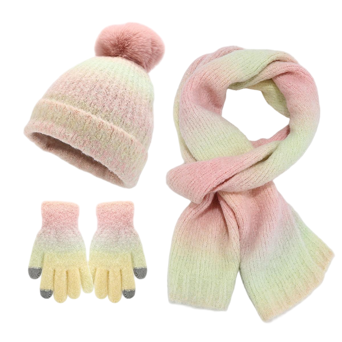 Pink Ombre Knit Three Piece Set