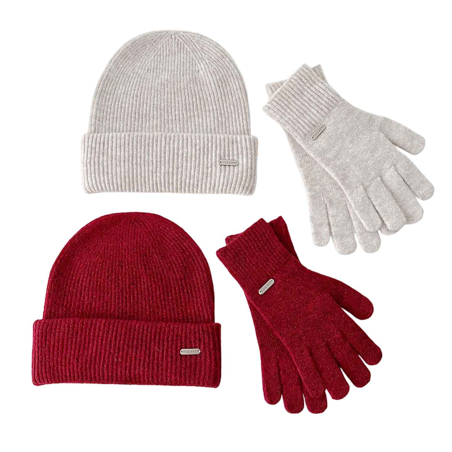 Customized Warm Winter Scarf Beanie Gloves Unisex Knit Set