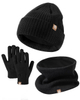Custom Fashion Wool Knit Gloves Hat Neck Warmer Set