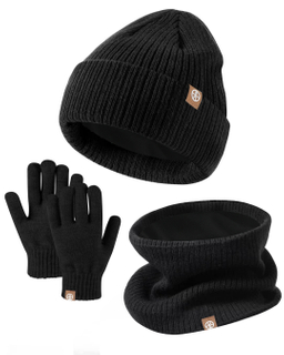 Custom Fashion Wool Knit Gloves Hat Neck Warmer Set