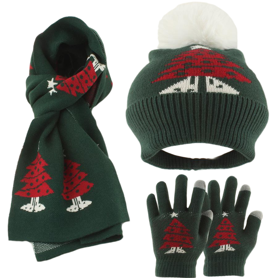 Green Christmas Reindeer Knit Set
