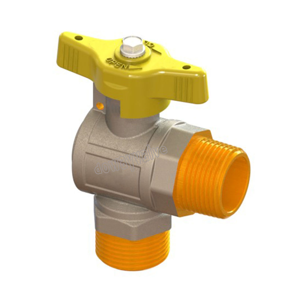 Robinet &agrave; bille &agrave; gaz &agrave; angle droit &agrave; al&eacute;sage complet de type lourd